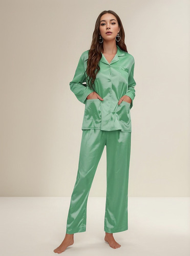 Conjunto De Pijama De Satén De Seda Para Mujer, Camiseta Y P