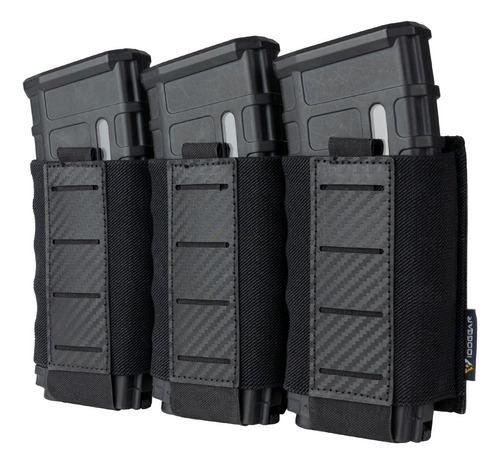 Porta Cargadores Tacticos Triple Idogear Para Arma Larga Color Negro