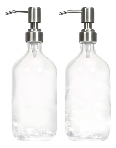 Juego 2 Dispensadores Jabón Vidrio Transparente 500ml Baño Color Trasnparente