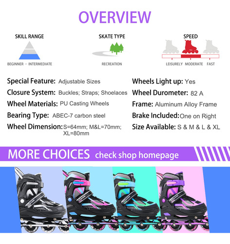 Patines En Línea Ajustables Con Ruedas Iluminadas Niñas Y Ni