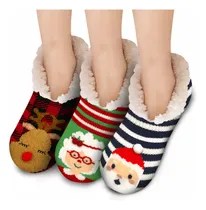 Comprar 3 Pares De Pantuflas Calcetas Navideñas Afelpadas Térmicas