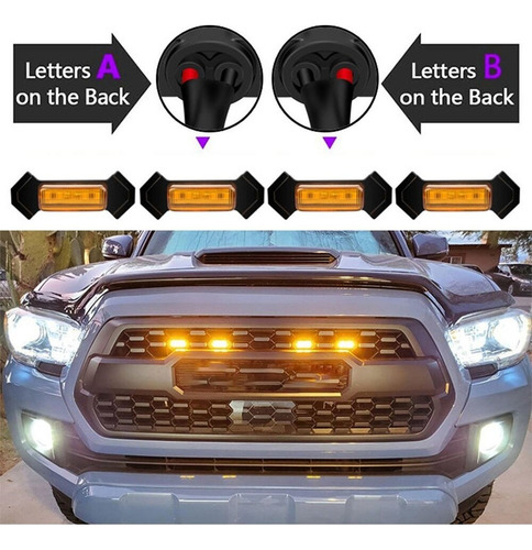 Conjunto De 4 Kits De Luzes Led Âmbar De Grade Para