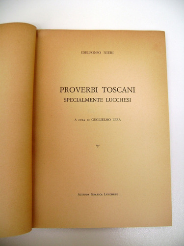 Proverbi Toscani Idelfonso Nieri Proverbios Italiano Boedo (Usado)