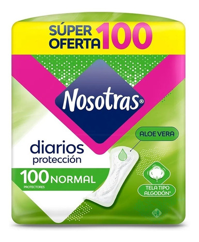 100 Protectores Diarios Nosotras Normal C/ Tela Tipo Algodón