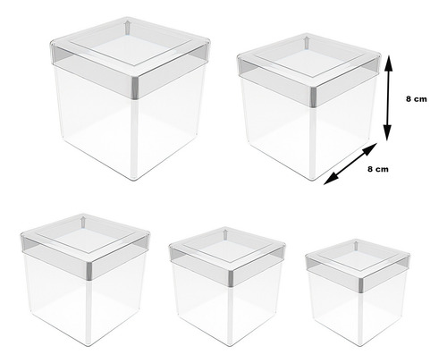 Cubo Caja Plástico Dulcero Recuerdo Regalo 8x8cm 10 Pz.