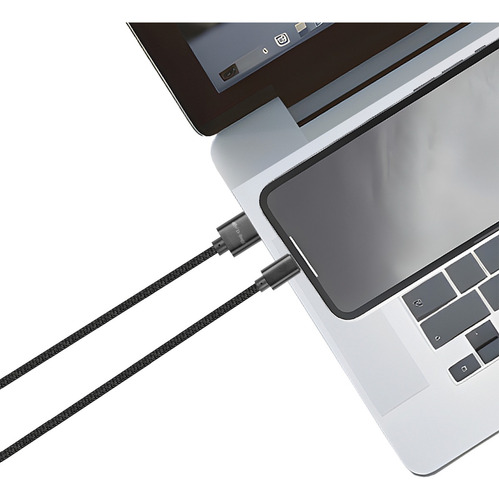 Cable Trenzado De Nylon Usb A Lightning Carga Rápida 2m Negro