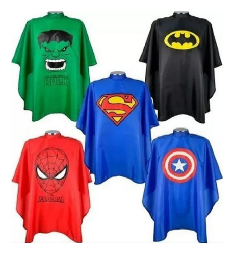 Capa De Corte Infantil Super Heróis Barbeiro Cabeleireiro Cor Batman