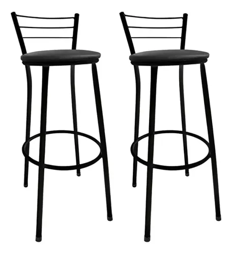 Banqueta Bistro Alta Cozinha, Balcão, Lanchonete Preto Kit 2