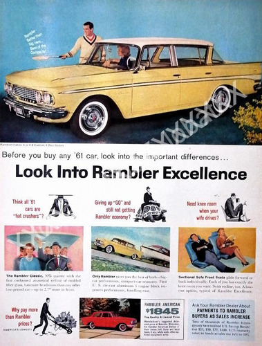 Cartel Autos American Rambler Classic 1961 1ra Edic. Usa 213
