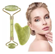 Comprar Rodillo Jade Y Piedra Gua Sha De Jade Kit Masajeador Facial