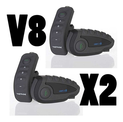 2 Intercomunicadores Bluetooth Ejeas V8 C/control - Fas A3