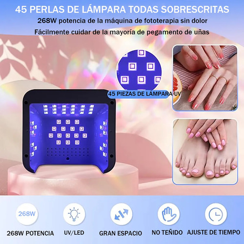 Lámpara De Uñas Uv Led Profesional 268w Secadora De Uñas