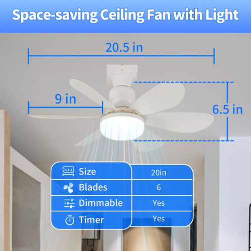 Ventilador Con Enchufe De Luz De 20,5 Pulgadas Con Control Y