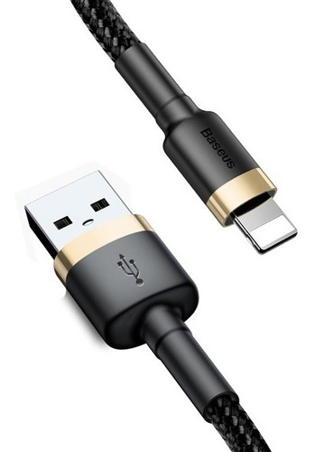 Cable 3 Metros Lighting Carga Rapida Reforzado Baseus Color Negro Dorado