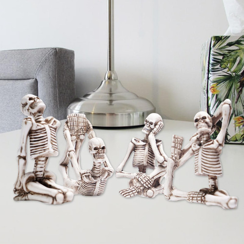 4 Piezas Novedad Pequeñas Figuras De Esqueleto De Yoga