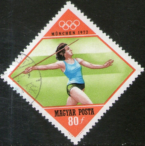 Hungría Sello Usado Olimpíadas De Múnich = Jabalina Año 1972