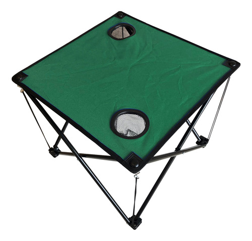 Imagen 6 de 10 de Mesa De Tela Plegable Con Portavasos Con Funda Verde Iael