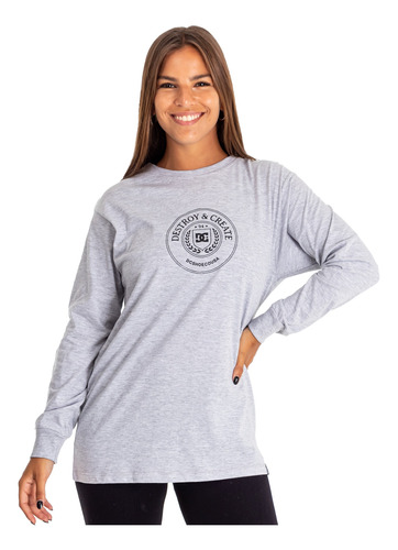 Remera Ml Dc Op Crest (gri) Dc Mujer