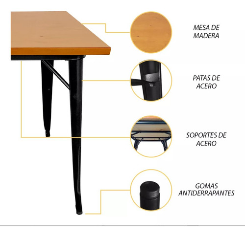 Mesa De Comedor Tolix Rectangular 120x80 By Bellair