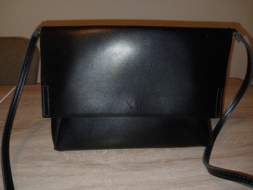 Cartera Bandolera De Cuero Negra Xl 