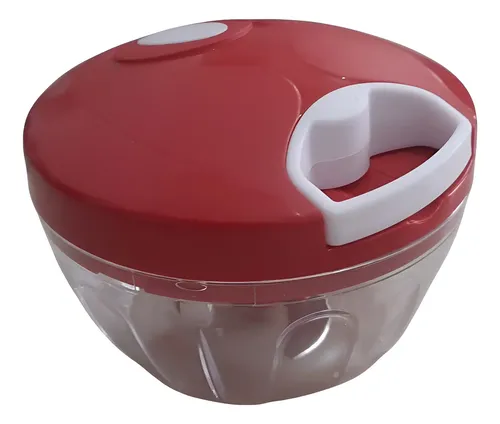 Mini Processador Temperos Alho Legumes 500ml Tampa Vermelha