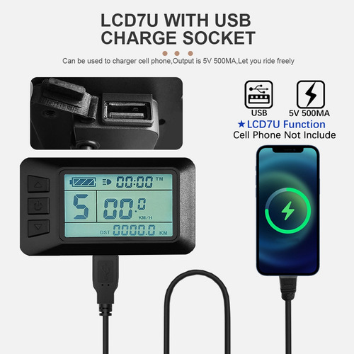 Pantalla De Bicicleta Eléctrica Z6 Kt Lcd7u Pantalla Lcd Kt-