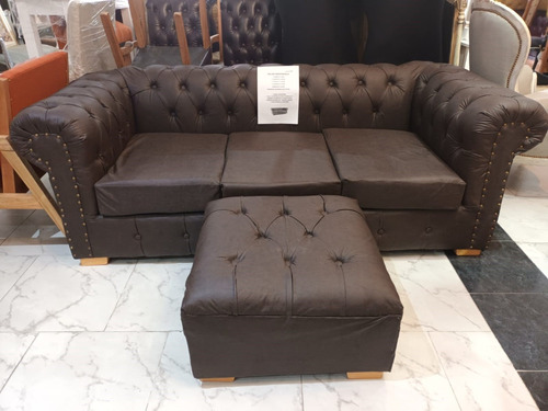 Sillón Chesterfield 3 Cuerpos En Talampaya Chocolate