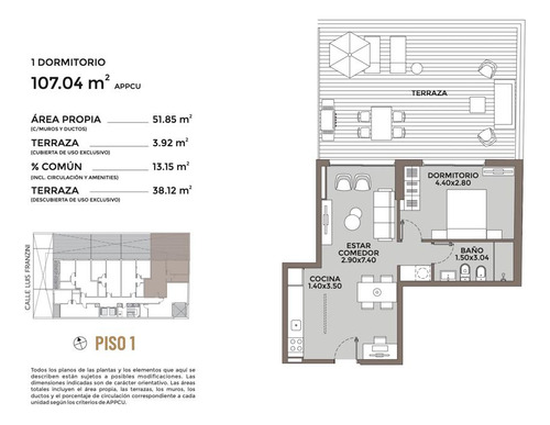 Apartamento  De Un Dormitorio Con    Terraza.