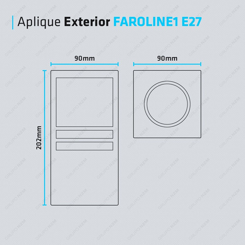 Aplique Pared Difusor Farol Exterior Luz Led E27 Faroline1 Color Negro