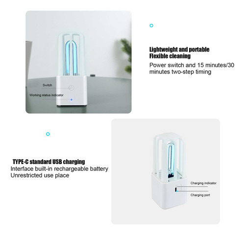 Lámpara Ultravioleta Portátil Zl28c1 Uvc Light Uvc Recargeab