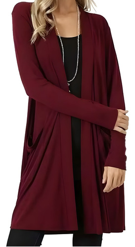 Cardigan Kimono Longo C/bolso Plus Size Casaquinho Feminino 