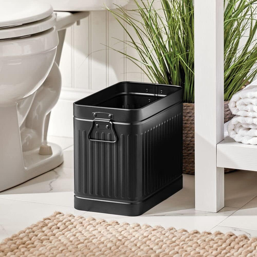 Cepillo De Inodoro Compacto De Metal, Cubo De Basura Rectang