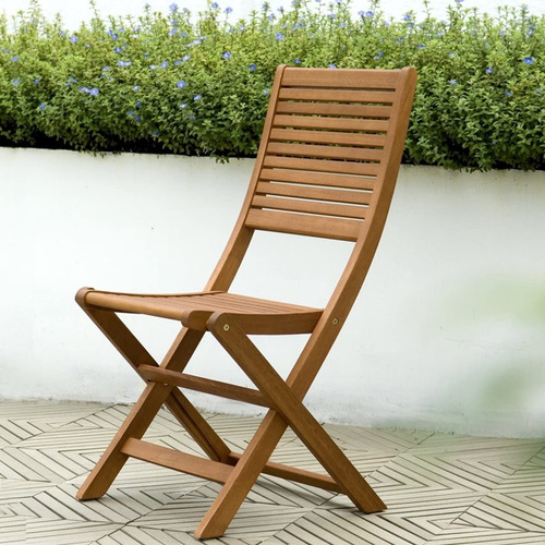 Imagen 2 de 6 de Juego X 2 Silla Importada Jardin Plegable Madera Premium