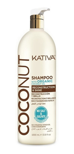 Imagen 1 de 1 de Shampoo Kativa Coconut X 1000ml - mL a $40