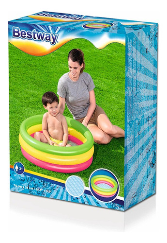 Alberca Inflable Para Bebé Arcoiris 3 Aros 70x24cm Bestway
