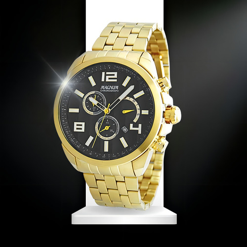 Relógio Masculino Magnum Cronógrafo Ma35271u - Dourado