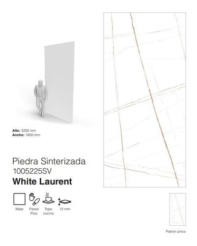 Piedra Sinterizada , Ovefland,white Laurent 1600x3200x12mm