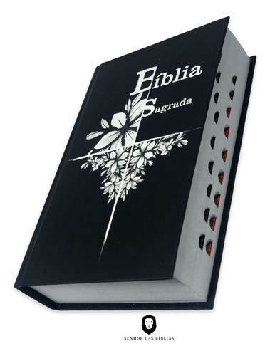 Bíblia Sagrada Capa Dura Floral Letra Hipergigante + Harpa Sb Preta 32005