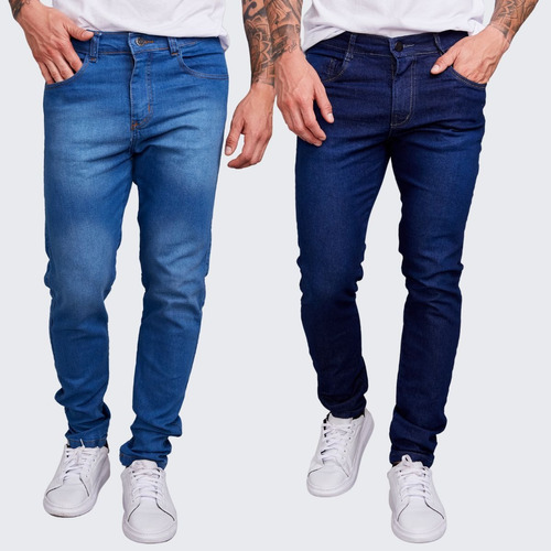 Kit 2 Calça Jeans Masculina Skinny Com Elastano 36 Ao 56pluz
