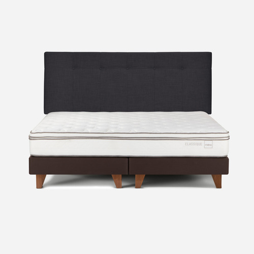 Cama Europea Classique+ King + Respaldo New Bennet Grafito