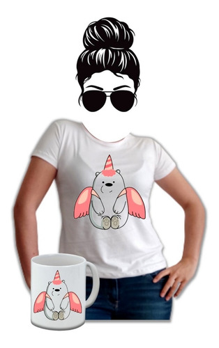 Camiseta Oso Polar Unicornio Mujer Estampada Mug Gratis