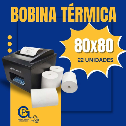 Bobina Térmica 80x80 Com 14 Unidades Para Cupom Fiscal Pdv Branco
