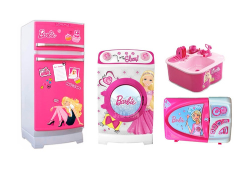 Barbie Combo Heladera De Lujo 4 Elementos Original Tv Lelab