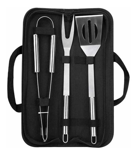 Set Kit De Asado Parrilla 3 Piezas Acero + Estuche Regalo!!