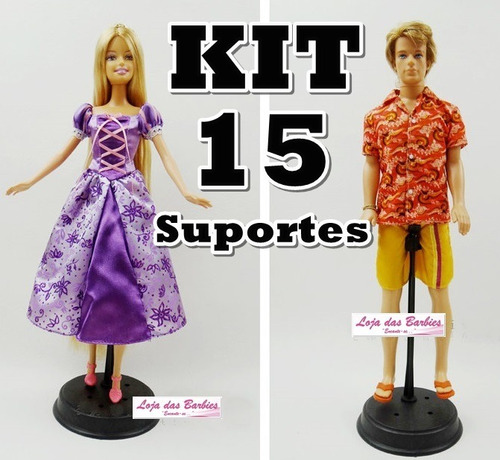 Kit 15 Suporte Para Boneca Barbie Susi Ken Lote Preto Luxo