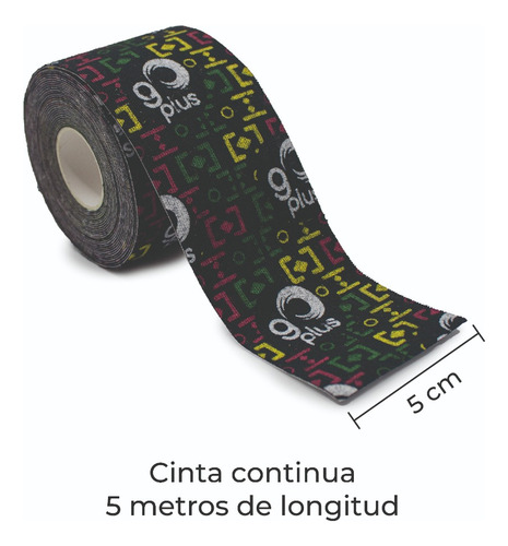 15 Pack Cinta Kinesiológica Negra Diseño Go Plus 5m