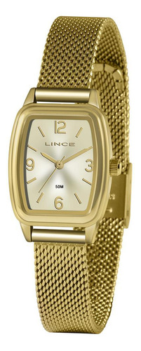 Relógio Lince Feminino Dourado Quadrado Lqg4675l C2kx