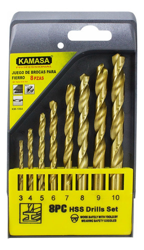 Set De 8 Brocas Para Metal 3mm A 10mm Kamasa