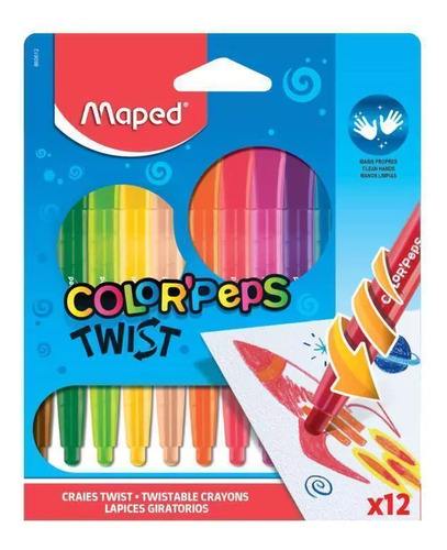 Lapices Giratorios Cera Maped Color Peps Twist X 12 Colores