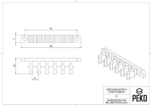 Kit Pente Organizador Cabos De Rede Cor 10 organizadores para 5 cabos- Cor  Branco